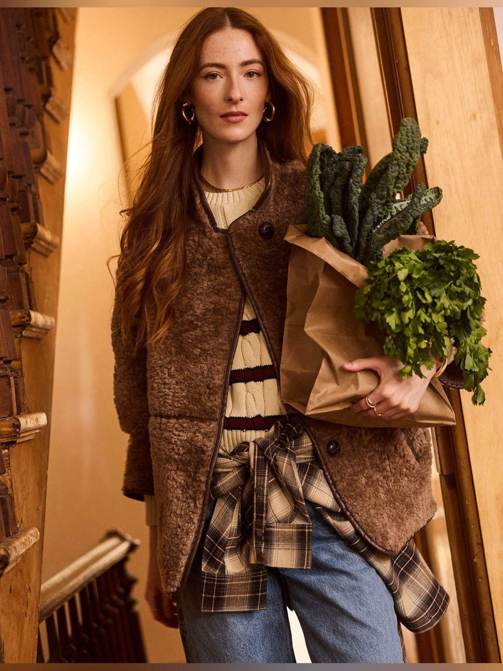 Heartloom Brown Sherpa Coat with Chestnut Texture buttons (NWOT)